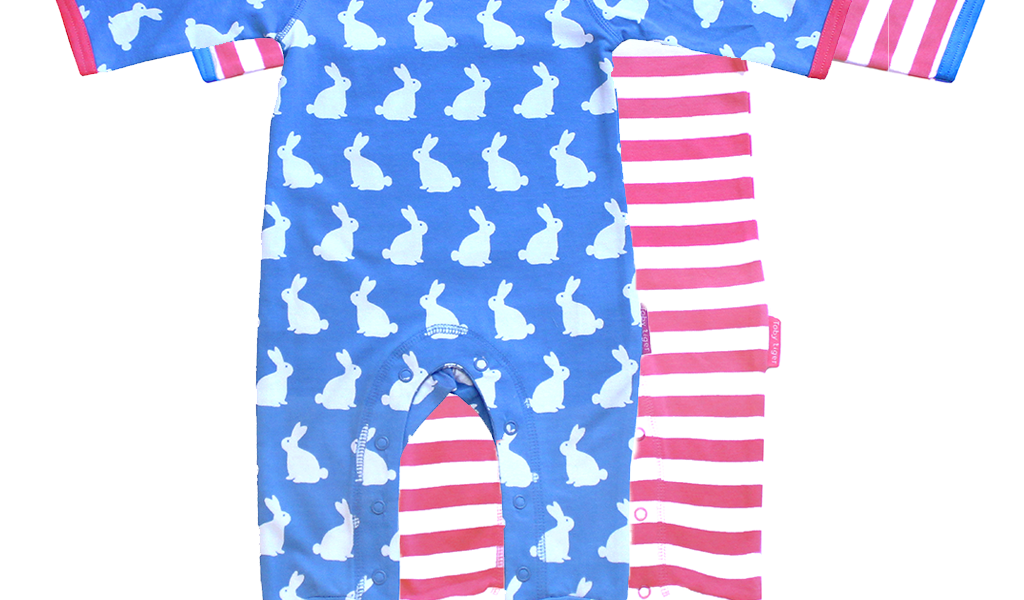 Organic Cotton Baby Clothes – Bunny Newborn Babygrow 2 Pack